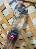 Hand Carved Wooden Walking Stick with Airborne Division Insignia (D)