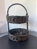 2-Tier Dark Brown Woven Basket Stand