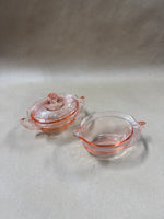Anchor Hocking Princess Pink Depression Glass Creamer & Sugar With Lid