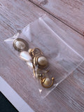 Trio of Faux Pearl Gold Tone Earrings (A)
