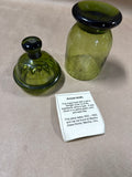 Hand Blown Green Glass Sugar Bowl