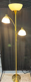 Gold Tone Torchiere Floor Lamp with Gooseneck Reading Lamps (WORKS)