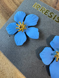 Cornflower Blue Resin Floral Earrings