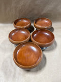 6 Piece Wood And Metal Base Salad Bowl Server With 5 Salad Bowls