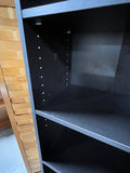 A-Black Particle Board Bookcase, card board backing
