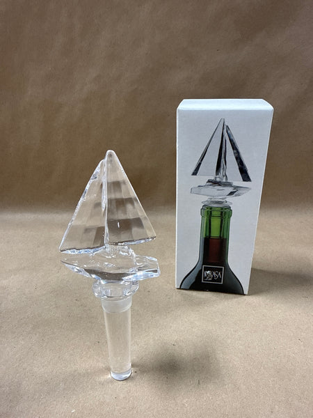 Mikasa Regatta Lead Crystal Boat Shaped Wine Bottle Stopper With Box // 2 Available // *** PRICED INDIVIDUALLY ****