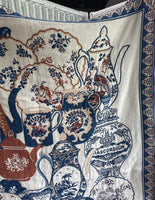 (C) Goodwin Weavers Colonial Williamsburg Floral Teapot Tapestry Style Fringed Blanket