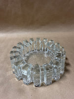 Pukeberg Sweden Textured Glass Candle Holder Ashtray Sculpture