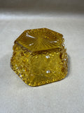 L.E. SMITH  Hexagon Daisy And Button Amber Bowl Dish Candy Dish // 2 Available // PRICED INDIVIDUALLY