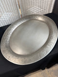 Crate & Barrel Silva XL Oval Floral Punched Metal Covered Turkey Platter
