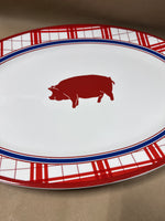 Large Williams-Sonoma Red White And Blue Pig Platter
