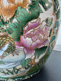 Asian Inspired Floral Birds & Koi Fish Ceramic Fishbowl Planter