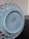 Challinor & Taylor Blue Milk Slag Glass Scroll & Eye Plate