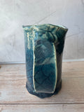 Blue Handmade Mermaid or Fish Scale Pottery Mug