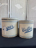 Pair of Empeco Rustic Antique Metal Lidded Canisters