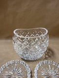 Set Of 4 Lenox Clear Glass Coasters With Glass Case