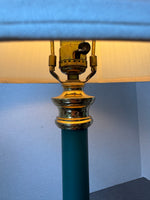 Green & Brass Candlestick Table Lamp (WORKS)