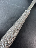 Floral Embossed Repoussé Slotted Spoon with Sterling Silver Handle