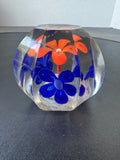 (B) 2-Tone Floral Garden Art Glass Paperweight