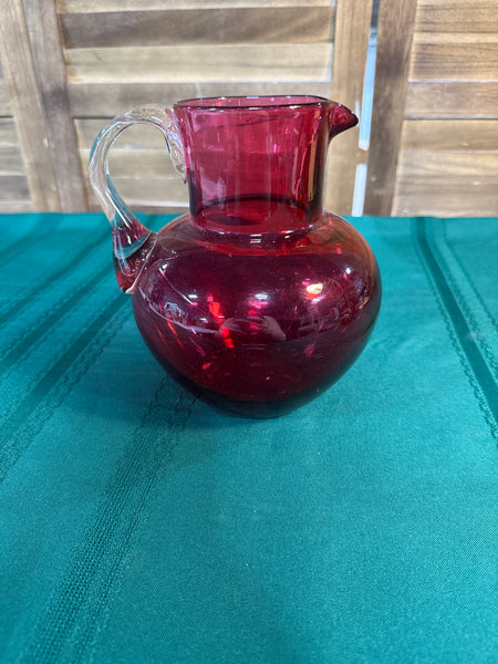 (B) Cranberry Glass Pitcher