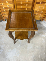 Lightweight Square Accent Table with Carved Legs and Protective Glass