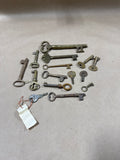 (A) Lot Of Vintage Brass Skeleton Keys — 15 keys