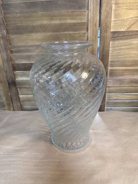 Clear Glass Swirl Flower Vase