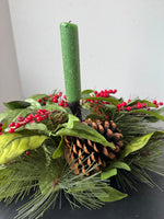 Faux Fruit & Hollyberries Candle Centerpiece