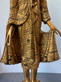 Burmese Mandalay Style Gilded Vintage Wooden Buddha with Glass Inlay