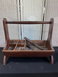 Primitive Large Vintage Wooden Carpenter’s Tool Caddy with Some Tools & Nails