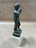 Italian Bronze David Sculpture On Marble Stand