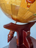 Inlaid Wood Chinese English Globe on Stand AS IS (READ DESCRIPTION CAREFULLY)