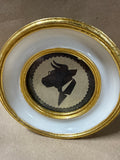Silhouette Of Dapper Bull In Small Round Frame // 4 Available // PRICED INDIVIDUALLY