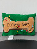 Deck the Paws Embroidered Velvet Holiday Accent Pillow