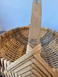Natural Buttocks Basket with Hand Painted Floral Handle