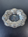 6072 Stamped Pansy Embossed Sterling Silver Oval Trinket Dish