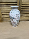 Handpainted Chinoiserie Porcelain Vase Crane And Floral Vase