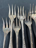 12-Piece Hamilton & Diesinger Vintage Sterling Silver Sunflower Cocktail Forks