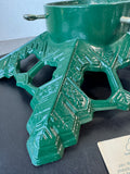 John Wright Vintage Heirloom Green Cast Iron Snowflake Christmas Tree Stand in Box