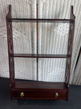 Chippendale Style Indonesia Hanging Wall Shelf with Lattice Side Panels & Drawer (C)