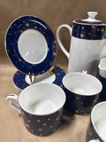 11 Piece Galaxy Tea Set By Sakura With 14k Gold