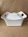 Rachel Ray White Stoneware Baking Dish With Lid 4QT(A)
