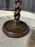 Stiffel Style Brass & Wooden Barley Twist Dual Switch Vintage Floor Lamp (WORKS)