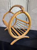 Large Round Vintage Bamboo Magazine Rack