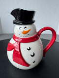 Holiday Time Snowman Ceramic Pitcher