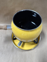 Mid Century Style Yellow Fondue Pot // Missing lid