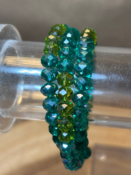 Green & Yellow Beaded Wrap Bracelet