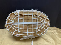 White Wire Basket with Burlap Liner