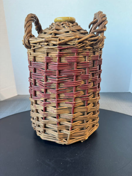 Wicker Encased Vintage Stoneware Flagon