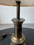 Small Brass Vintage Dual Light Lamp with Black Shade (WORKS)